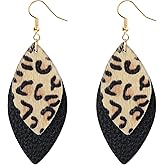 Leopard Print Earrings For Women, Soft Lightweight Cheetah Print Earring, Faux Leather Teardrop Earrings, Fashion Boho Fringed Statement Earring for Cosplay Party Costume Accessories