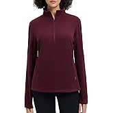 baleaf Women's Fleece Quarter Zip Pullover Long Sleeve Thermal Tops Cold Weather Hiking Running Gear with Kangaroo Pocket