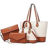4PCS Women Fashion Handbags Purses Wallet Shoulder Bags Casual Tote Bag Crossbody Bags, Handbag Set Gift for Ladies Girls