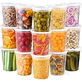 AOZITA 40 Sets 32 oz Plastic Deli Food Containers With Lids, Airtight Food Storage Containers, Freezer/Dishwasher/Microwave Safe, Soup Containers For Takeout Meal Prep Storage