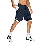 JWM Men's 9" Long Basketball Shorts - Below Knee Mesh Athletic Gym Workout Sport with Zip Pockets Quick Dry Lightweight Navy