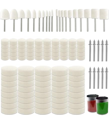 HARFINGTON 20pcs Wool Felt Mounted Mandrel Points 5mm Head 1/8 Inch Shank Conical Polishing Bits Burrs Felt Polishing Buffing Wheel For Rotary Tool