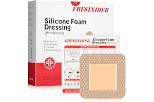 FRESINIDER Silicone Foam Dressing with Adhesive Border – Wound Dressing Bandage – Silicone Foam Pad – Pack of 10 – 3 x 3 Inches Large Waterproof Bandages – Self Adhesive Wound Care and Dressings