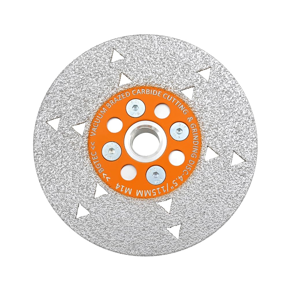 Brazed Cemented Carbide Cutting and Grinding Blades - BGTEC 115MM Double-sided Saw Blade for Cutting and Grinding Wood with M14 Flange