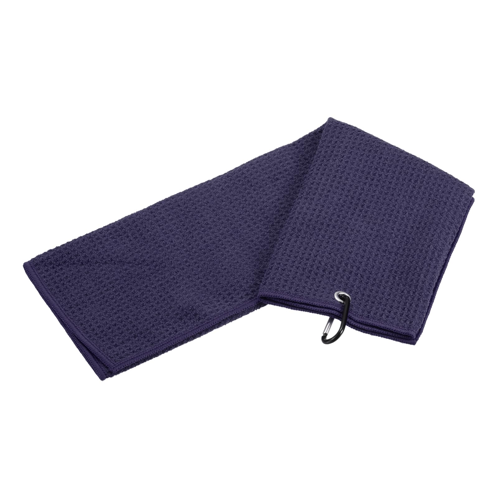 YOKIVE 1 Pcs Tri-Fold Golf Towels, Golf Club Waffle Pattern Towels with D Clip for Golf Balls Lovers (Navy Blue, 16x16-Inch)
