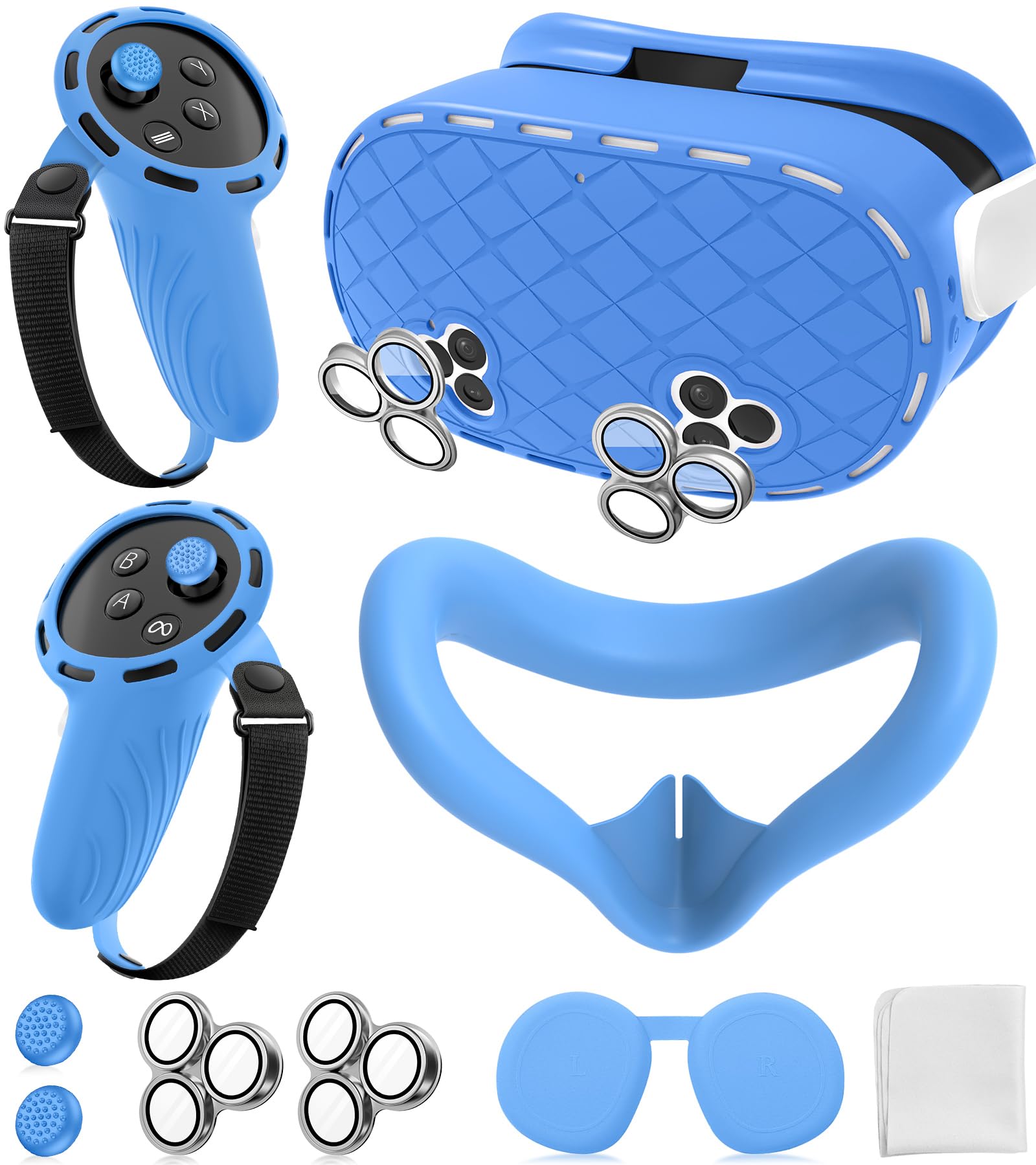 Photo 1 of ***It's used, it's missing a part, and it's not known if it works 100%.*****Silicone Cover Set Compatible with Meta/Oculus Quest 3s Accessories, Silicone Face Cover, Controller Grip Cover, Camera Lens Protector, VR Shell Cover, Protective Lens Cover, Not