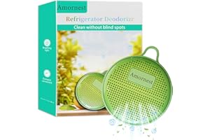 AMORNEST Refrigerator Deodorizer Odor Eliminator, Last for 10 Yeas Fridge Deodorizer Compact Fridge Freshener Deodorizer More Effective Than Baking Soda Bamboo Air Purifying Bags,Grass Green