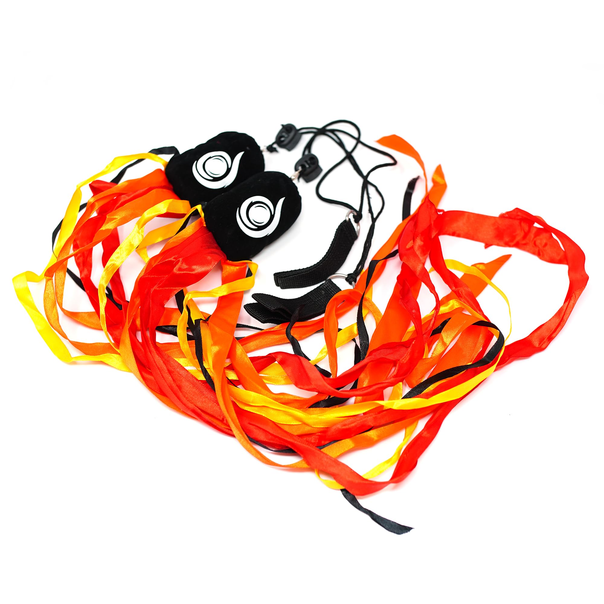 Cascade Ribbon Poi - Colourful Beginner Poi Set (Red/Orange/Yellow/Black)