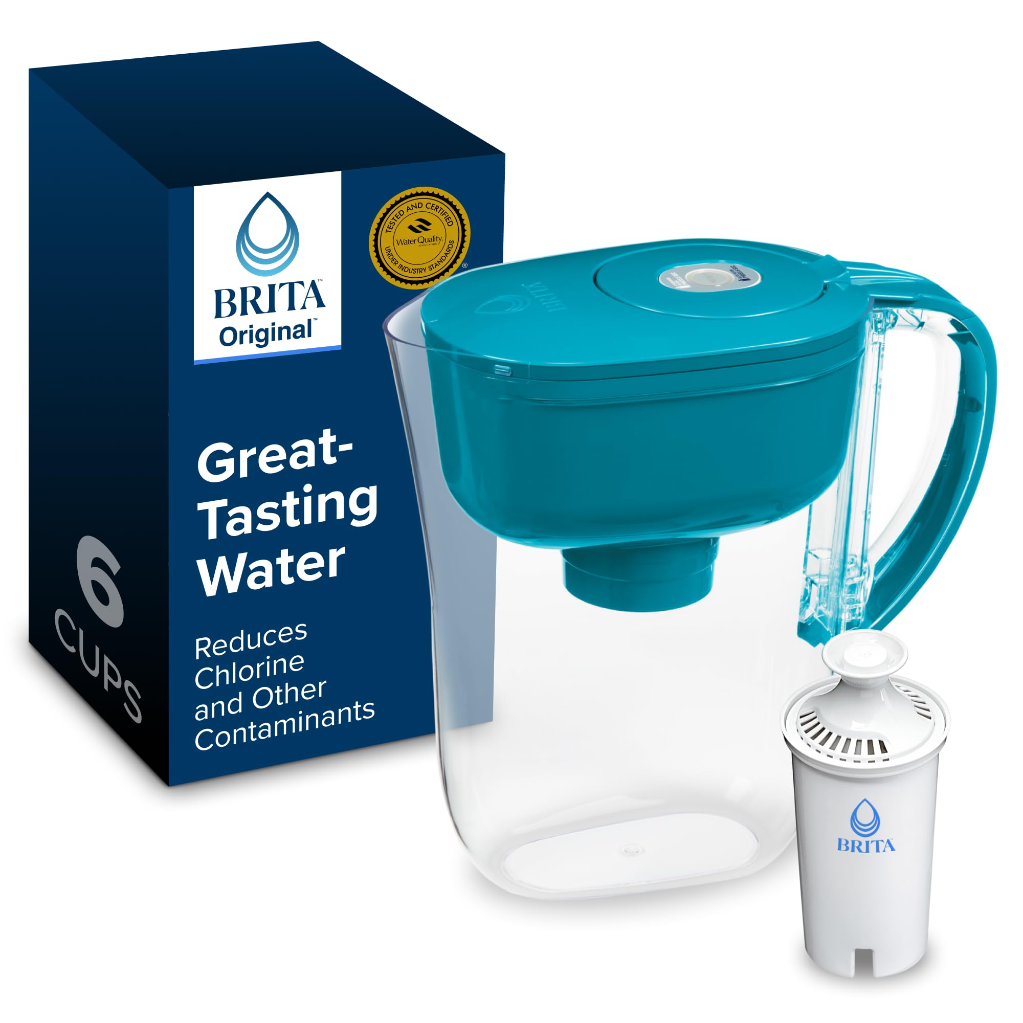 Photo 1 of Brita Metro Water Filter Pitcher with SmartLight Change Indicator, BPA-Free, Replaces 1,800 Plastic Water Bottles a Year, Lasts Two Months, Includes 1 Filter, Small - 6-Cup Capacity, Turquoise