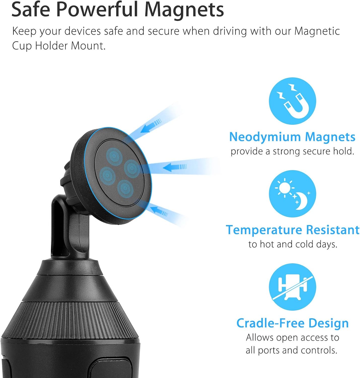 EEEKit Car Cup Holder Phone Mount, Universal Magnetic Cup Phone Holder with 2 Strong Magnets for 4.0-7.2in Smartphone - Image 5