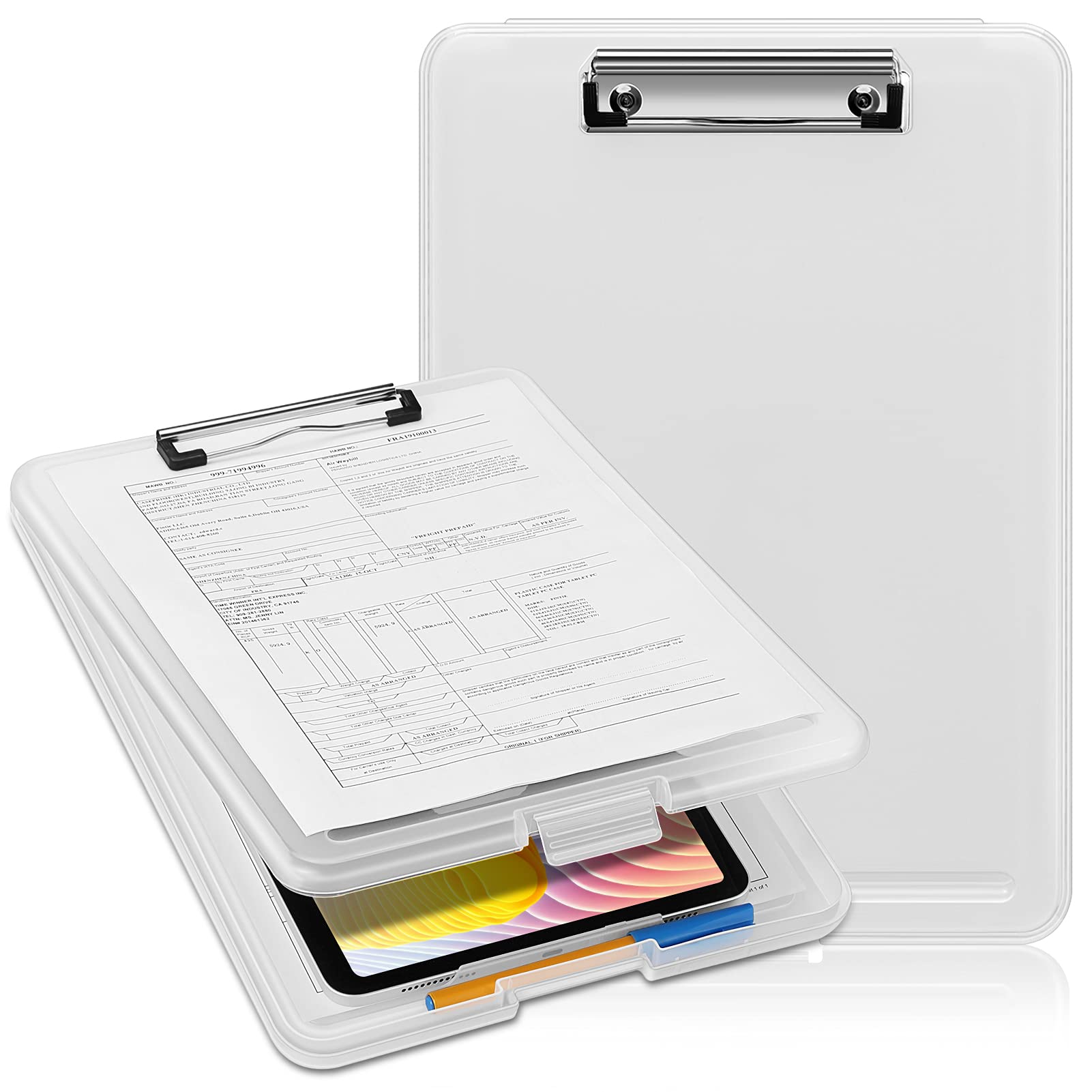 SITHON Nursing Clipboard with Storage, Lightweight Portable Writing Clipboard with Compartment Organizer for Nurse Doctor Medical Professionals Teachers Students Sales School Office, (Clear)