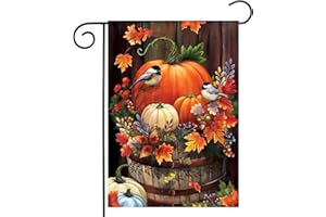 CHWGLFGG Fall Garden Flags for Outside 12x18 Double Sided,Thanksgiving Pumpkin Garden Flags for Outside Decor Autumn,Halloween Front Porch Small Yard Flags Fall Decorations for Home Outdoor