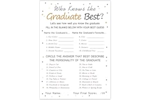 Fibevon Graduation Party Game Cards - Who Knows The Graduate Best (36-Pack)- Graduation Party Collection Grad Celebration Party Supplies for High School/College/Senior School
