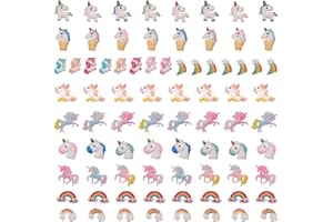 SUNNYCLUE 80PCS 10 Styles Unicorn Rainbow Theme Resin Flatback Cabochons Beads Charms for DIY Phone Decor Scrapbooks Embellishments Hair Costume Accessories Christmas Ornaments for Adult DIY Supplies