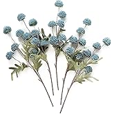 Floroom 5pcs Dusty Blue Faux Silk Mums Artificial Flowers, Bulk Fake Small Mini Chrysanthemums with Stems for DIY Slate Blue Wedding Centerpieces Floral Arrangements Vase Fillers Home Decorations