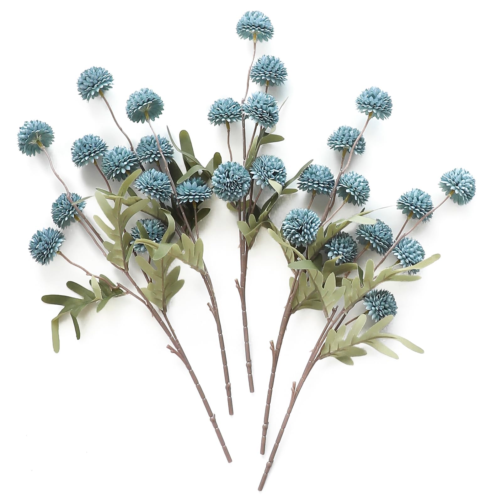 Photo 1 of Floroom 5pcs Dusty Blue Faux Silk Mums Artificial Flowers, Bulk Fake Small Mini Chrysanthemums with Stems for DIY Slate Blue Wedding Centerpieces Floral Arrangements Vase Fillers Home Decorations