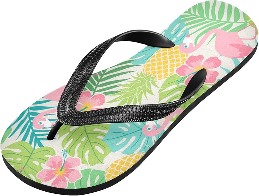 Amazon.com | Qilmy Flamingo Palm Pineapple Flip Flop Casual Lightweight Non-slip Summer Sandals 