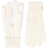 isotoner womens Touchscreen Cable Knit Sherpasoft Gloves