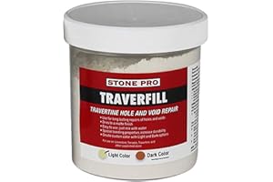 STONE PRO StonePro Traverfill - Travertine Repair - Fills Smalls pits, Holes & voids in Travertine & Limestone (Light 1 lb)