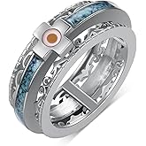 SVODEA Mustard Seed Ring S925 Sterling Silver Turquoise Cross Spinner Rings Mustard Seed Jewelry Gifts for Women