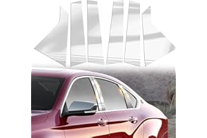 AMSPRAC Chrome Door Pillar Covers fit for Chevy Impala 2014 2015 2016 2017 2018 2019 2020,Exterior Molding Anti-Scratch Trim, 6PCS Window Outer Pillar Panel Set