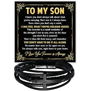 Mapileng To My Son Cross Bracelet From Mom & Dad With Heartfelt Message & Elegant Box, Gift For Son From Mother Father On Gra