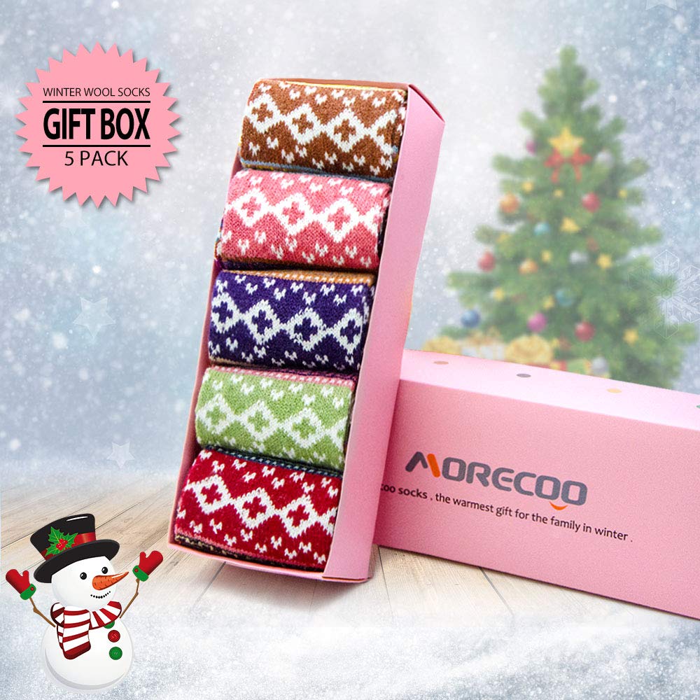 MORECOO Stocking Stuffers - Christmas Gifts for Women - Socks for Women - Thick Wool Soft Warm Cozy High Womens Socks