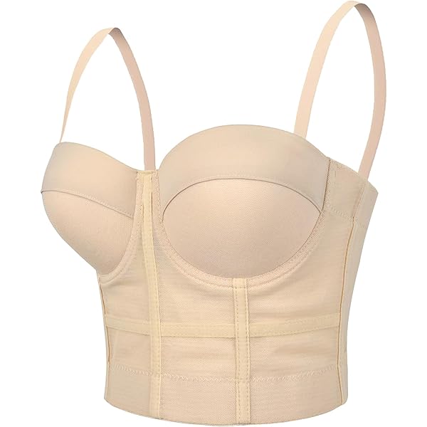 ELLACCI Faux Suede Leather Bustier Crop Top Push Up Women's Corset