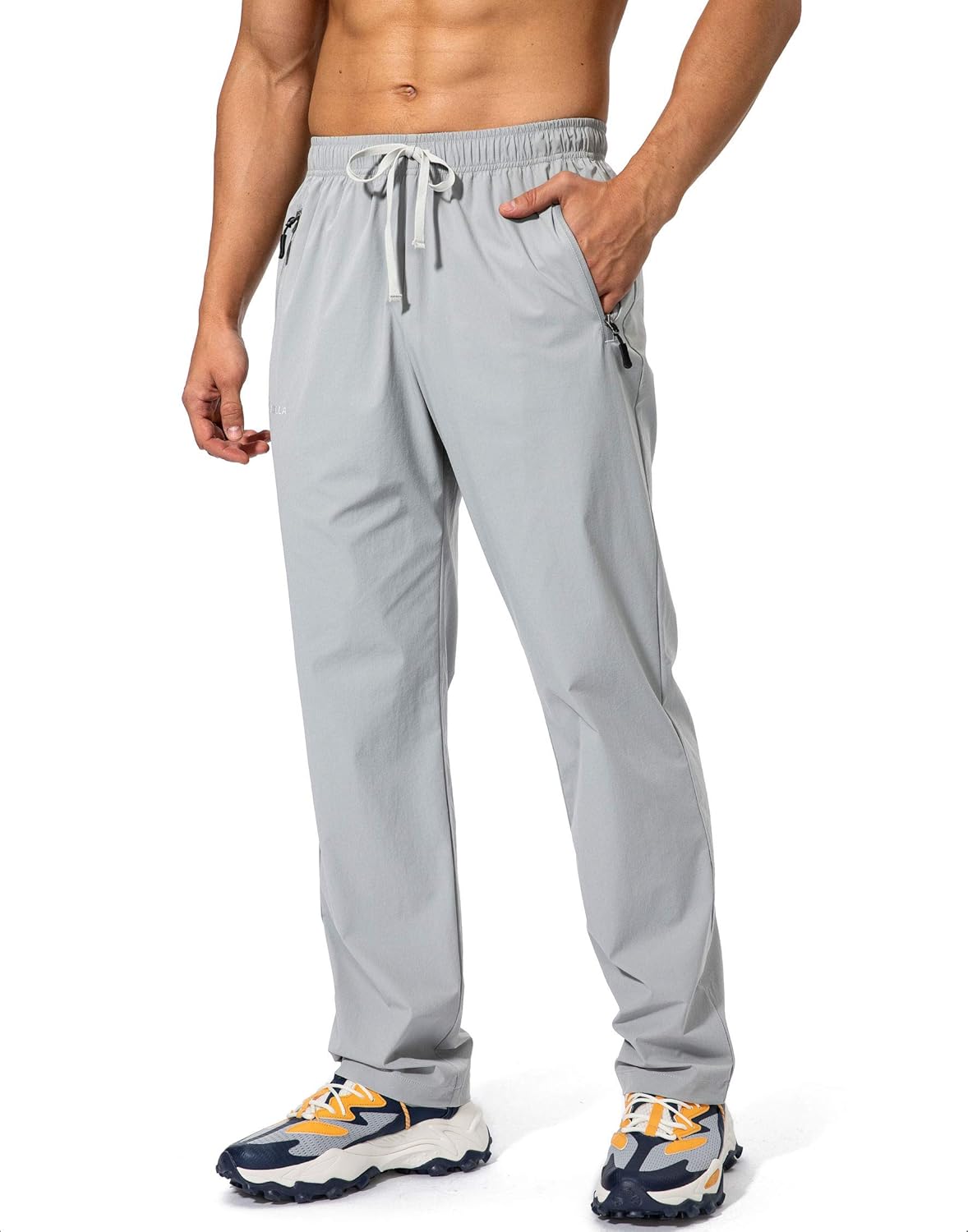 Pudolla Men's Workout Athletic Pants Elastic Waist Jogging Running Pants for Men with Zipper Pockets: Clothing