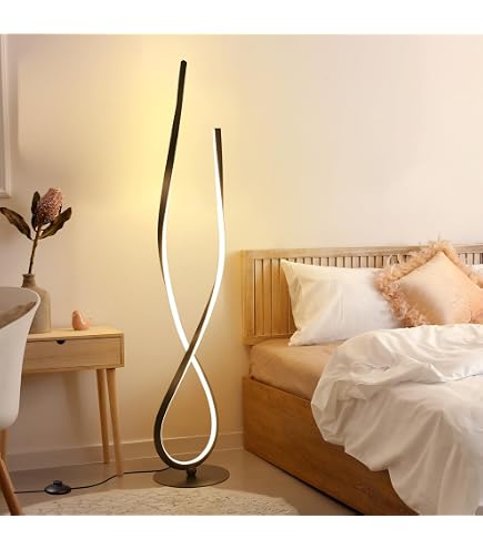 Lampe Sur Pied LED Brightech Twist – Design Spirale Moderne Avec Variateur 3 Niveaux – Argent