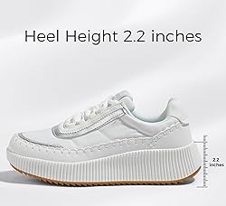 LUCKY STEP Women's Platform Sneakers Rhinestone