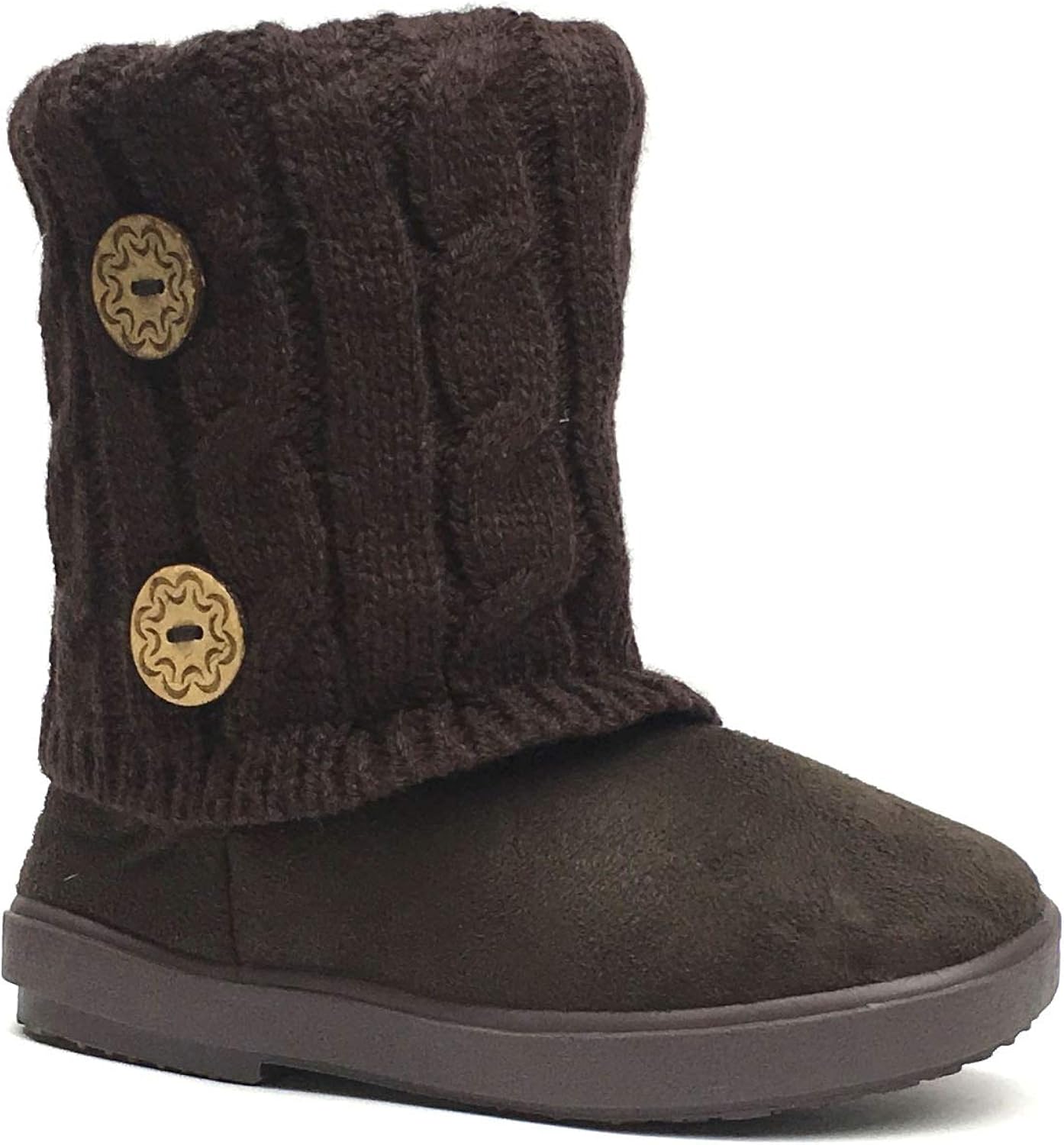  | REDVOLUTION Kids Boots Toddler Girls Cute 2 Buttons Suede Knitting Shoe | 285 | Boots