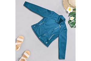Women's Faux Leather Moto Jacket - Cropped Slim Fit Biker Coat with Zipper & Button Details, PU Leather Cropped Jacket for Fa