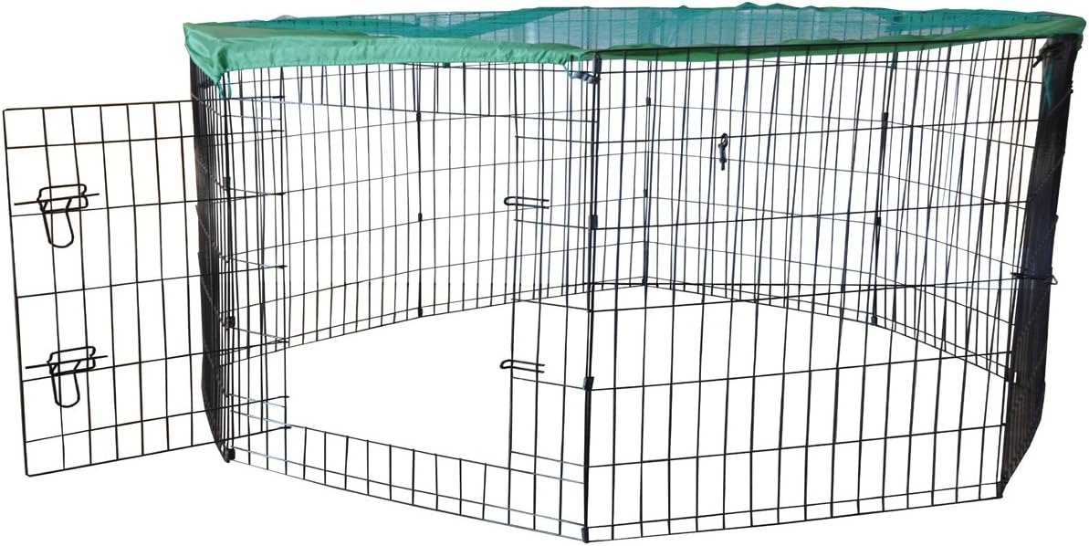Cool Runners Wire X Pen with Sun/Rain Security Cover and Gate (24-Inchs High x 24-Inchs Wide Per Section) : Pet Supplies
