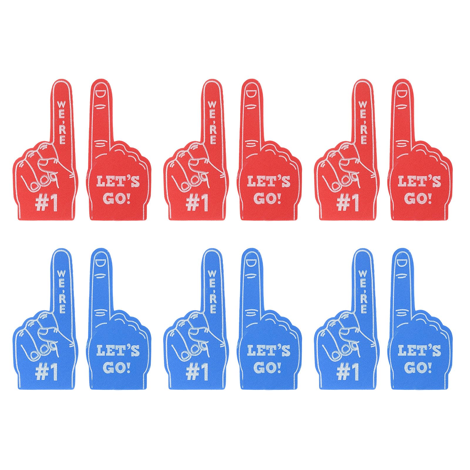 PATIKIL Mini Foam Fingers 5.1 Inch, 48 Pack We're #1,let's go! Cheerleading Foam Finger for Sports Fan Events Games Party Favors, Red, Blue
