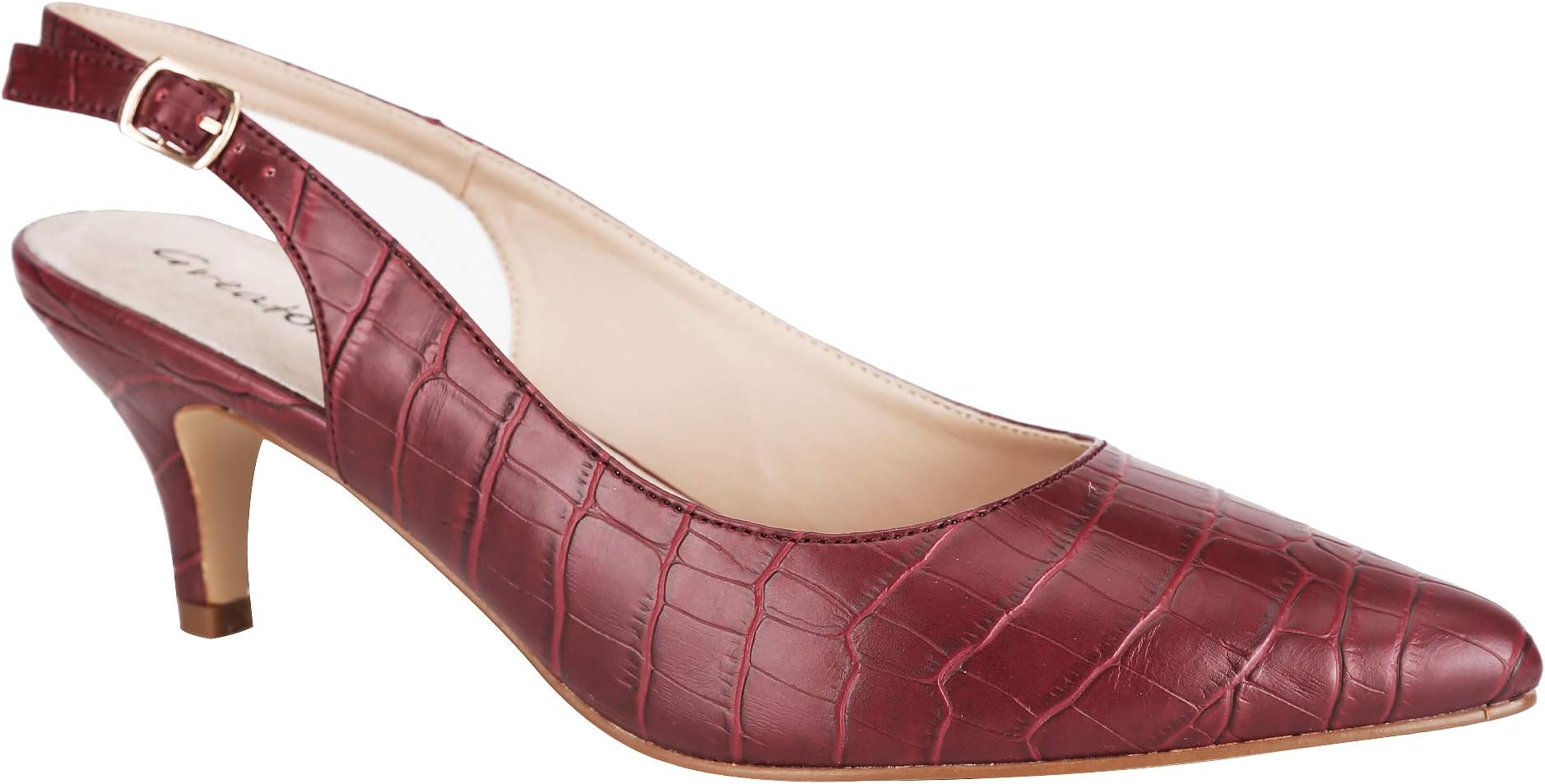 Greatonu Womens Pointed Toe Slingback Dress Court Shoes