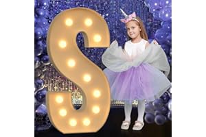 Mixifox Marquee Light Up Letters, 4FT Marquee Letters, Large Light Up Letter for Party Decor, Mosaic Balloon Frame, Cardboard Letter for Birthday Wedding Engagement Party Decorations, Giant Letter S