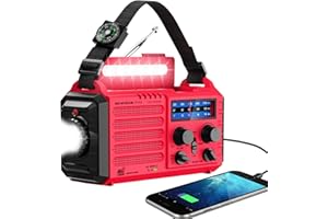 EOXSMILE Emergency Weather Radio Solar Hand Crank Battery Operated Portable AM FM Shortwave Radio with NOAA Alert, Flashlight, Reading Lamp, Cellphone Charger,Earphone Jack, SOS Alarm for Home Outdoor Survival