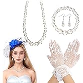 Heliltd 5Pcs Fascinators for Women Tea Party Fascinator Hat for Women Veil Tea Party Hats and Gloves Set