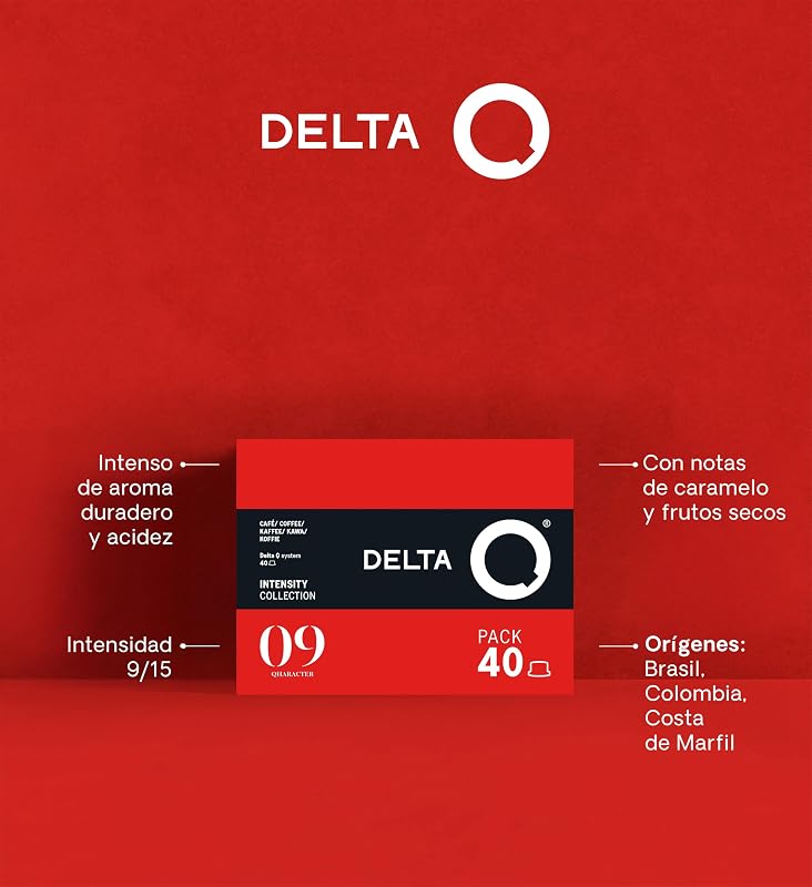 Delta q - cápsulas de café moído qharacter - espresso intenso com notas de caramelo e nozes - intensidade 9 - moído natural - 40 cápsulas