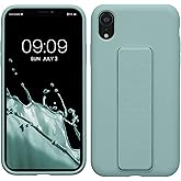 kwmobile Case Compatible with Apple iPhone XR - Case with Hand Strap and Stand Soft TPU Silicone Coating - Mint