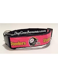 Hot Pink Pittsburgh Steelers Dog Collar with Charm Option