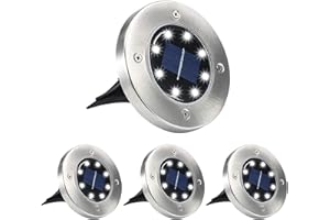 Aogist Solar Ground Lights, LED Garden Disk Lights In-Ground Outdoor Landscape Lighting for Lawn Patio Pathway Yard Deck Walkway (White,4 Packs)
