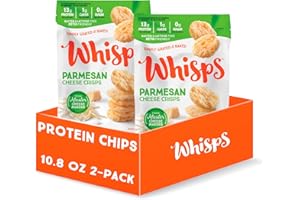 Whisps Cheese Crisps Parmesan Cheese | Protein Chips | Healthy Snacks | Protein Snacks, Gluten Free, High Protein, Low Carb Keto Food (10.8 Oz, 2 Pack)