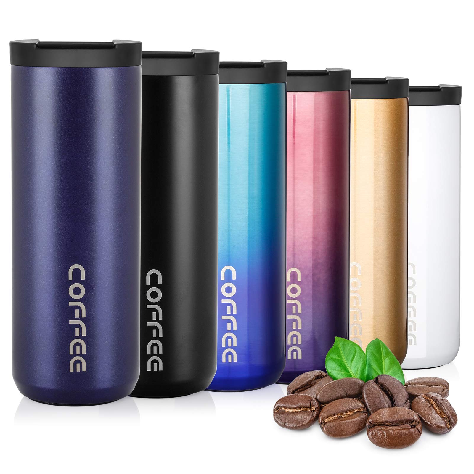 Lalafancy Insulated Coffee Cup 350ml/500ml Vacuum Double Walled Travel Mug Stainless Steel with Leakproof Lid, Car Coffee Mug for Hot and Cold Water and Tea