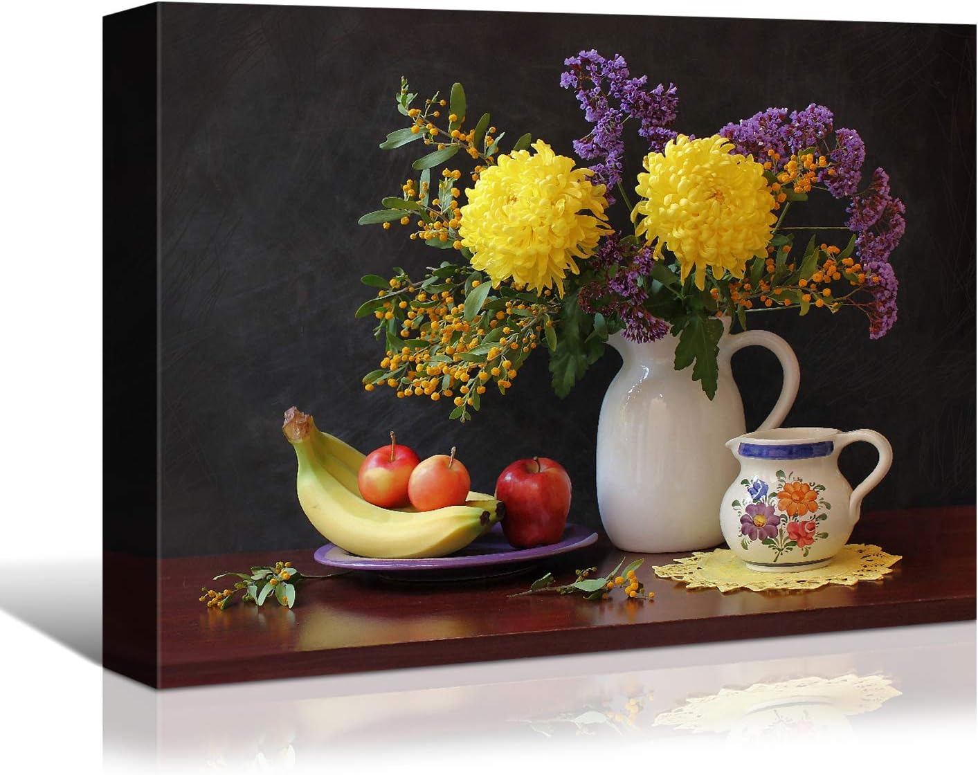 Paintings - Denozer - Wall Art for Kitchen Canvas Artwork Fruits Grapes Wine Bottle Foods Canvas Painting for Dining Room Wall Decor Home Decoration - 40x30 inches