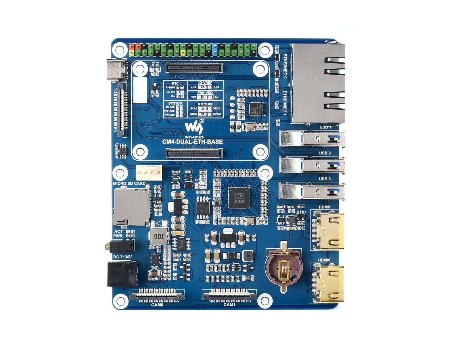 Waveshare Dual Gigabit Ethernet Base Board Designed for Raspberry Pi Compute Module 4