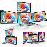 ADREAMER 13.3" Triple Screen Laptop Monitor Extender, Detachable 3 Monitor for 11.6"-16", FHD 1200P IPS, Multi Screen Laptop Attachment, Compatible with Wins/MacOS(M1/M2/M3).
