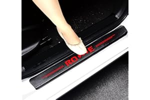 4Pcs for Rogue Car Sill Protector Reflective 4D Carbon Fiber Sticker Decoration Entry Guard Door Sill Scuff Plate Film Sticke