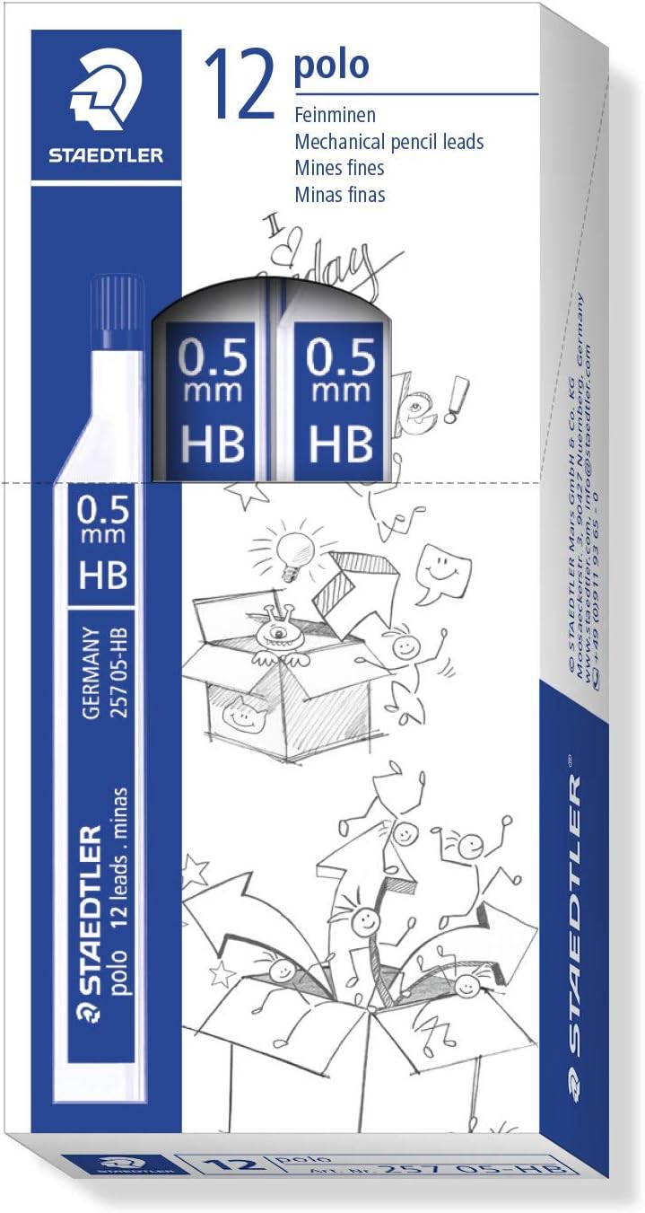 STAEDTLER 257 0.5 HB - Caja de Minas, 12 Tubos con 12 Minas Cada Tubo